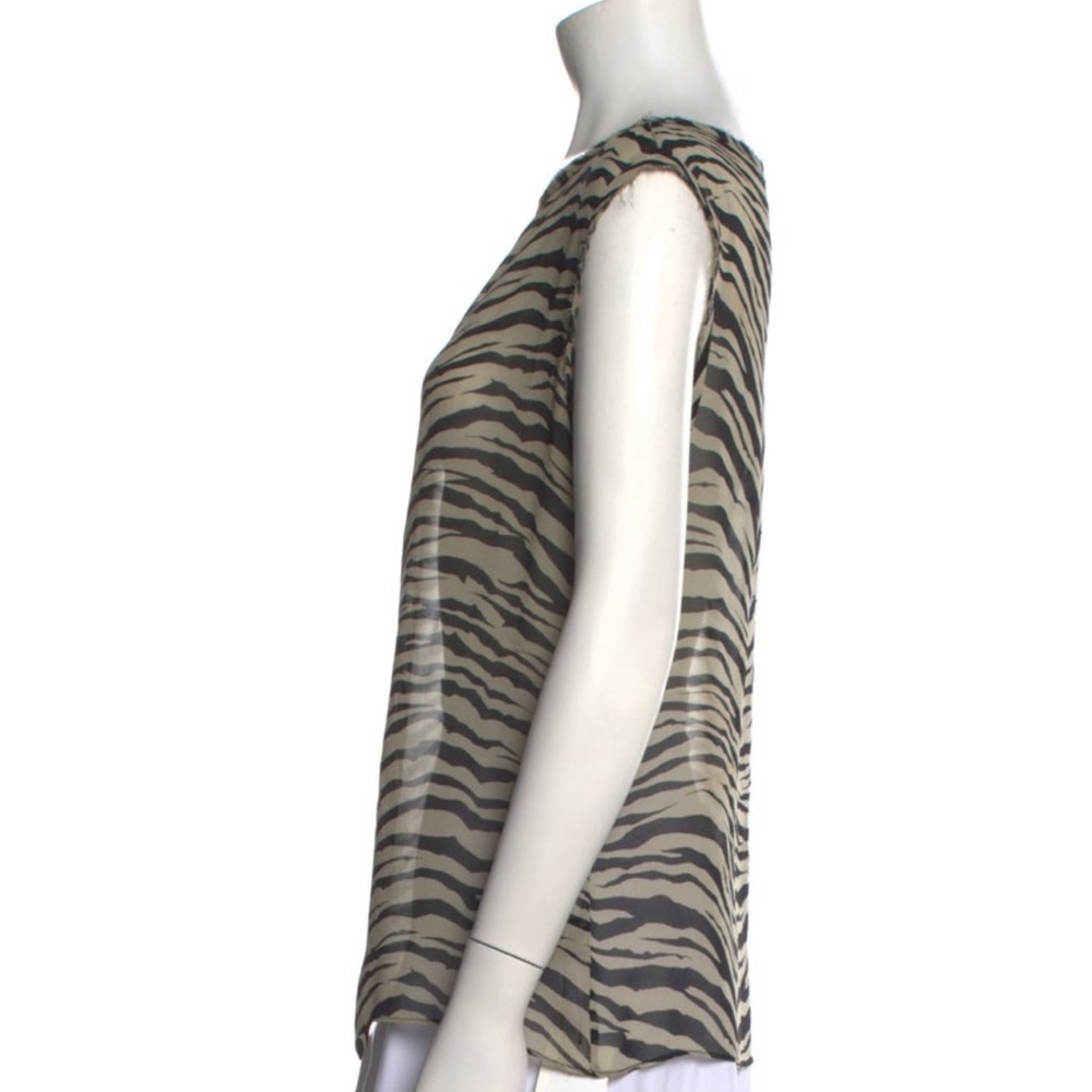 Nili Lotan “ Sadie Tank “ Bengal Tiger Sheer Zebra SILK Top Blouse Black Cream M - Picture 6 of 16
